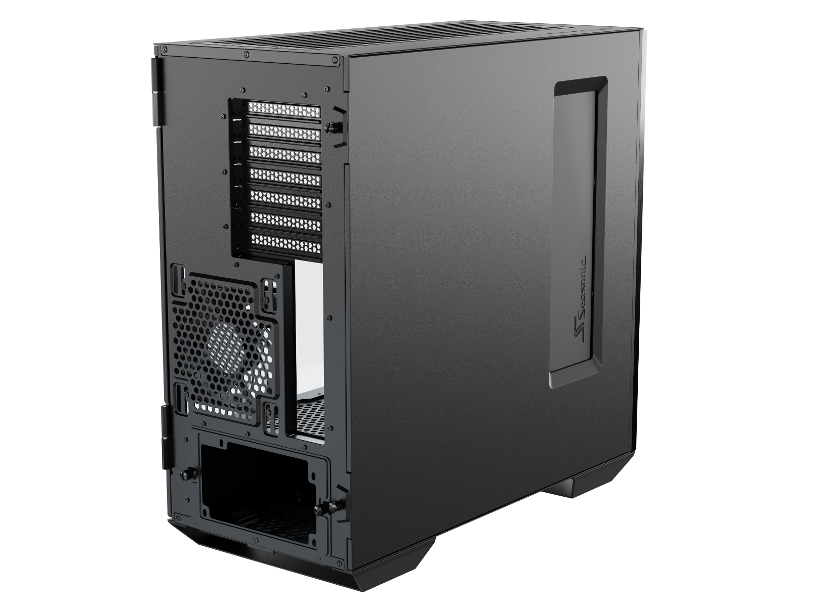 Seasonic Syncro Q704 Aluminum Case with Syncro DGC-750 750W PSU, showcasing its sleek design and ventilation features.